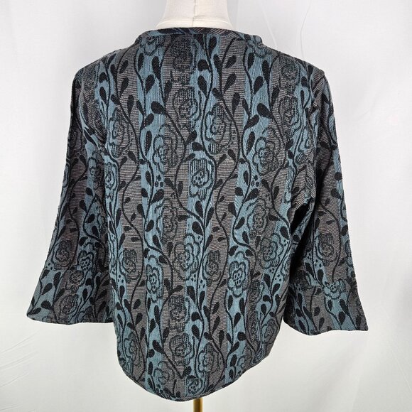 Country Store Cardigan Tapestry Jacket Sz Small Boho Floral Turquoise - Picture 4 of 9